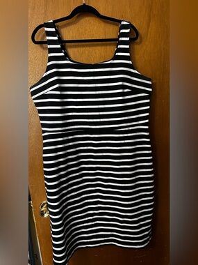 Old Navy Black and White Striped Tank Dress